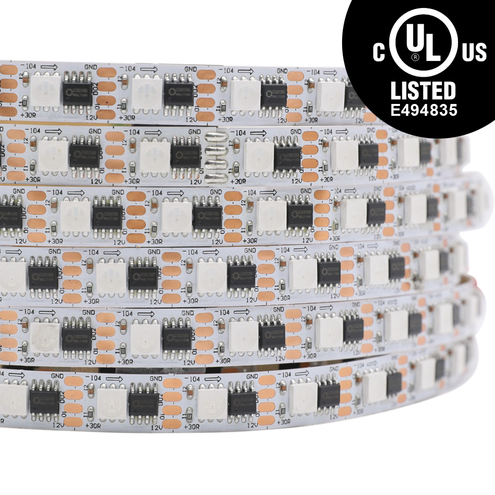 UL-Listed Addressable RGB LED Strip Lights - CS1908 IC DC12V Breakpoint Continue LED Strips